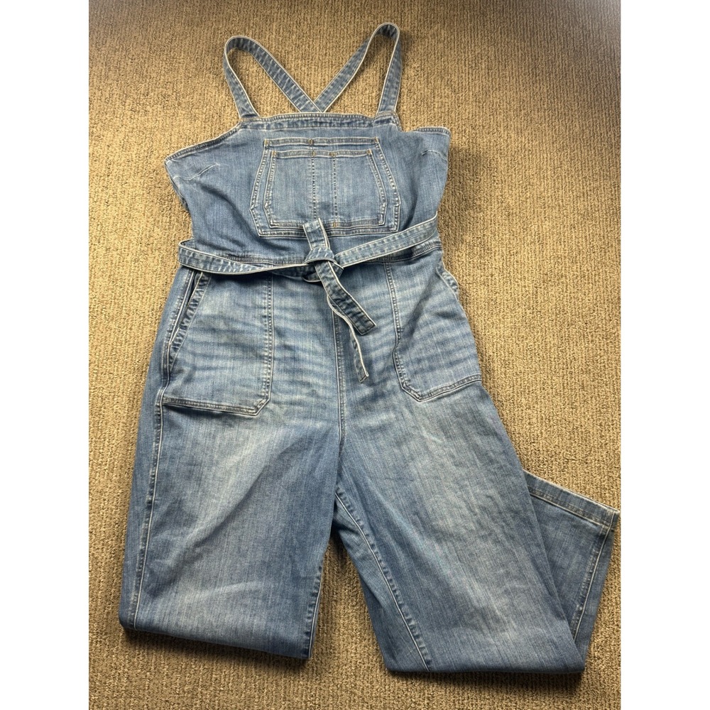 Duluth Trading Shop Square Jean Overall Jumpsuit Overalls Womens 18 Tie Denim